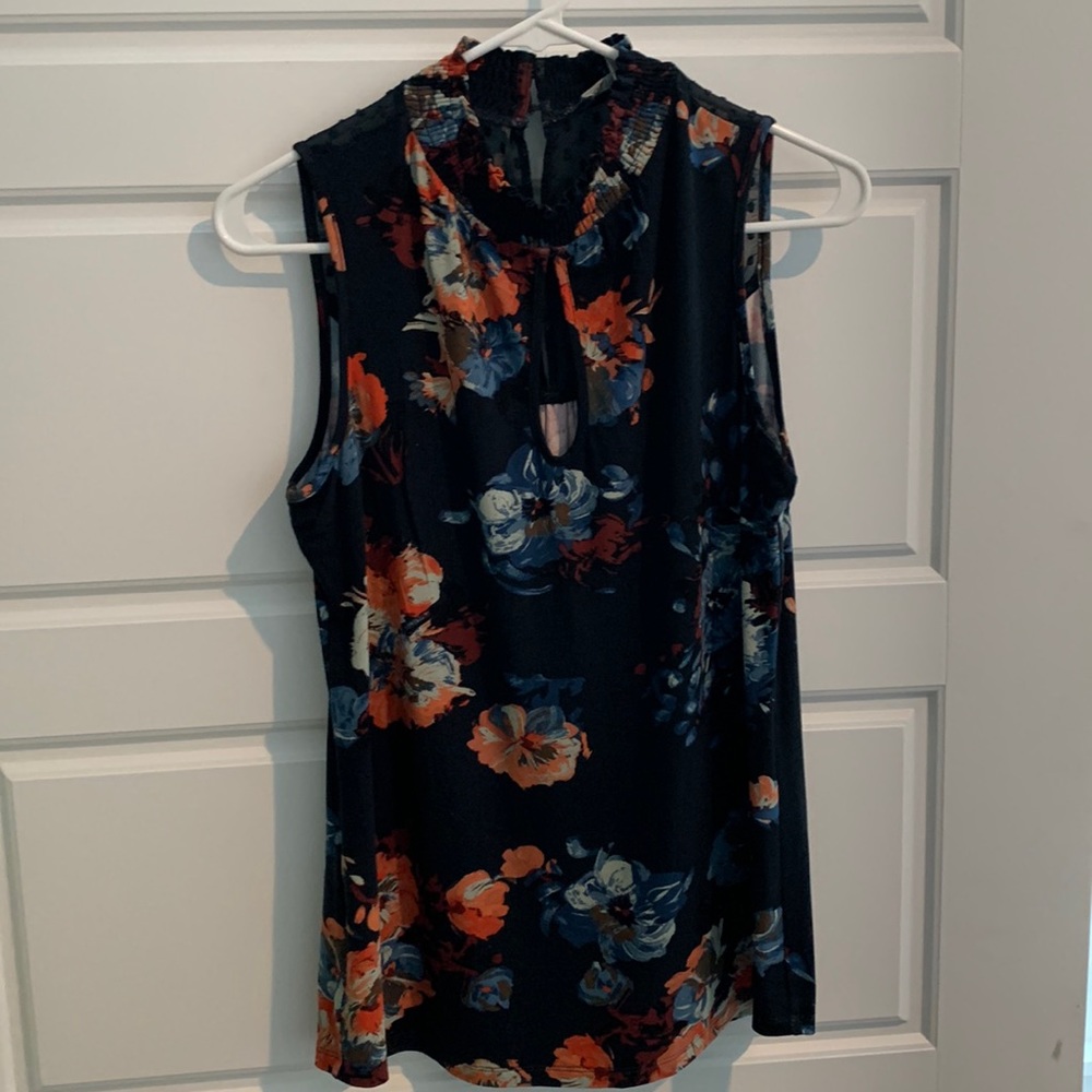 Keyhole floral blouse